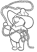 coloriage winnie cow boy joue au lasso